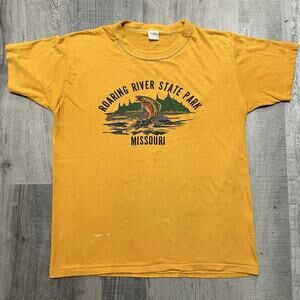 VTG 1970s Roaring River State Park Missouri Rainbow Trout Outdoor Fish T Shirt